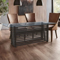 Matte Black Stainless Steel & Clear Glass Rectangular Dining Table With Storage, Vogue