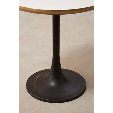 Corra White Marble Side Table With Column Base