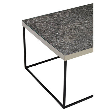 Silver Metal Rectangular Top Coffee Table With Black Interconnected Legs, Akola