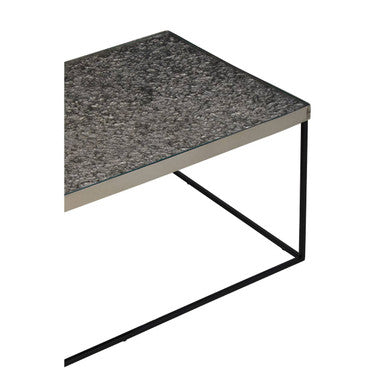 Silver Metal Rectangular Top Coffee Table With Black Interconnected Legs, Akola