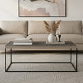 Silver Metal Rectangular Top Coffee Table With Black Interconnected Legs, Akola