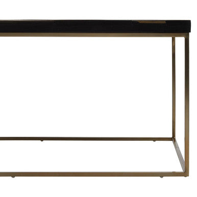 Aris Black & Gold Striped Acacia Wood Coffee Table With Interconnected Metal Legs, Aris