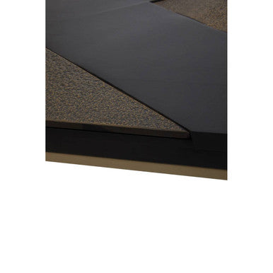 Aris Black & Gold Striped Acacia Wood Coffee Table With Interconnected Metal Legs, Aris