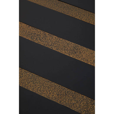 Aris Black & Gold Striped Acacia Wood Round Coffee Table With Interconnected Metal Legs, Aris