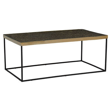 Gold Coffee Table With Black Metal Interconnected Legs, Akola