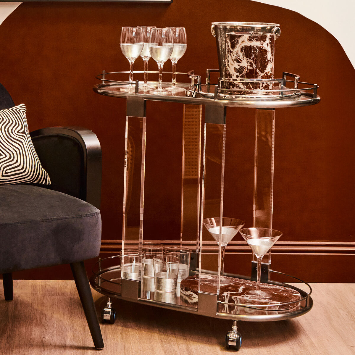 Oria Drinks Trolley In Metal Frame