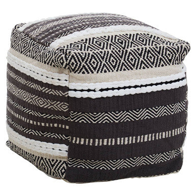 Cefena Grey & White Pouffe