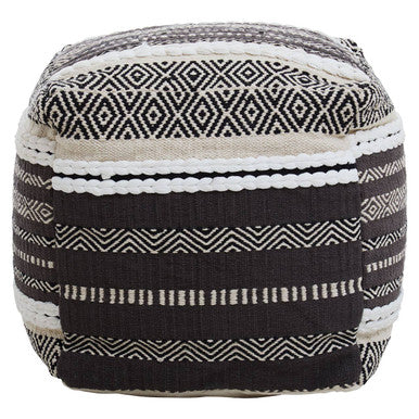 Cefena Grey & White Pouffe