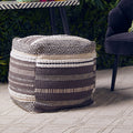 Cefena Grey & White Pouffe