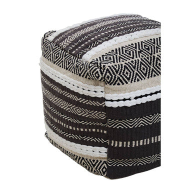 Cefena Grey & White Pouffe