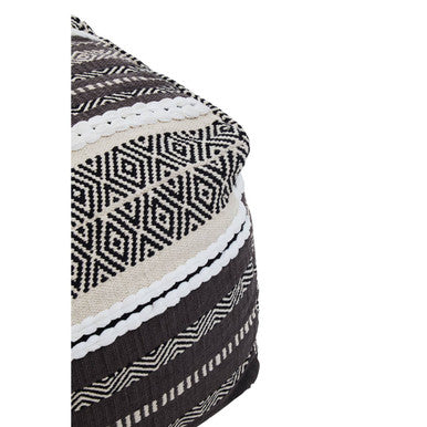 Cefena Grey & White Pouffe