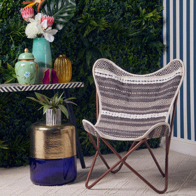 Cefena Grey & White Butterfly Chair