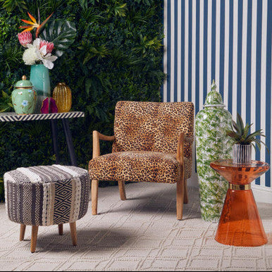 Cefena Leopard Print Chair Black Contemporary