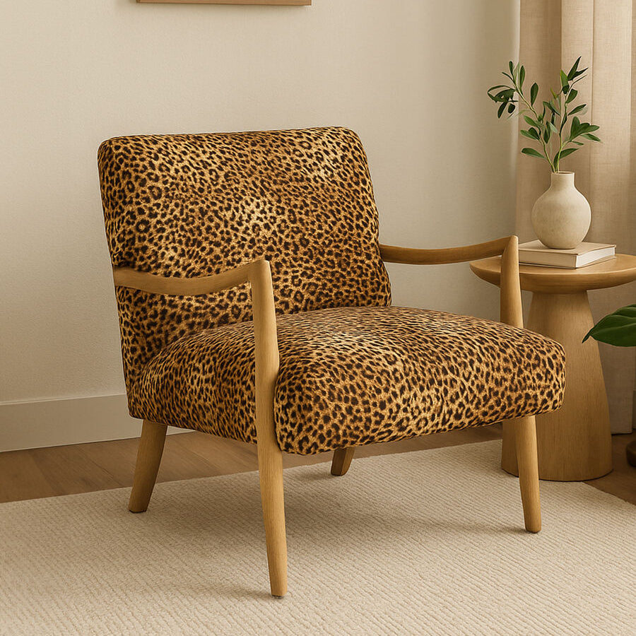 Cefena Leopard Print Chair Black Contemporary