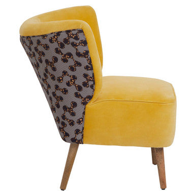 Cefena Yellow Print Chair Polyester Oak