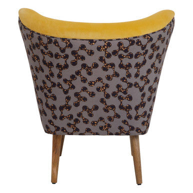 Cefena Yellow Print Chair Polyester Oak