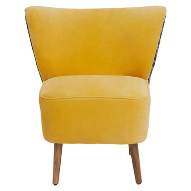 Cefena Yellow Print Chair Polyester Oak
