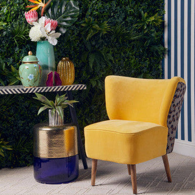Cefena Yellow Print Chair Polyester Oak