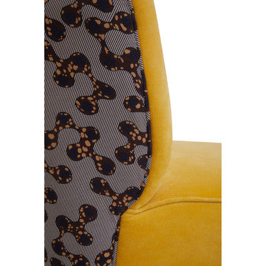 Cefena Yellow Print Chair Polyester Oak
