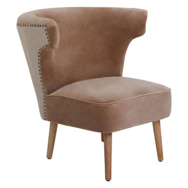 Cefena Mink Velvet & Natural Linen Chair