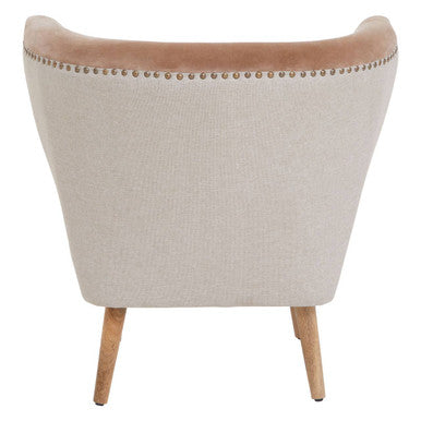 Cefena Mink Velvet & Natural Linen Chair
