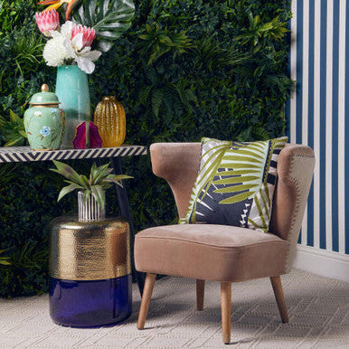 Cefena Mink Velvet & Natural Linen Chair