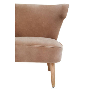 Cefena Mink Velvet & Natural Linen Chair