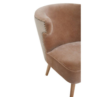 Cefena Mink Velvet & Natural Linen Chair