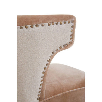 Cefena Mink Velvet & Natural Linen Chair