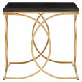 Black Marble Top Side Table With Gold Interlocking Stainless Steel Frame, Kia