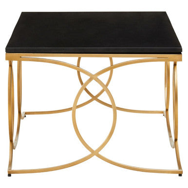Black Marble Top Coffee Table With Gold Stainless Steel Frame, Kia