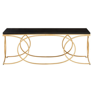 Black Marble Top Coffee Table With Gold Stainless Steel Frame, Kia
