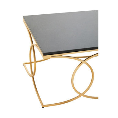 Black Marble Top Coffee Table With Gold Stainless Steel Frame, Kia