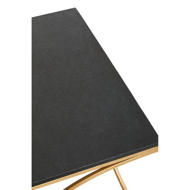 Black Marble Top Coffee Table With Gold Stainless Steel Frame, Kia
