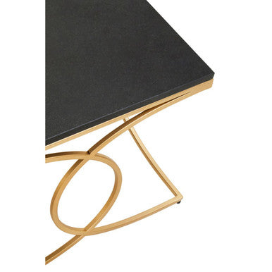 Black Marble Top Coffee Table With Gold Stainless Steel Frame, Kia