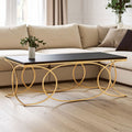 Black Marble Top Coffee Table With Gold Stainless Steel Frame, Kia