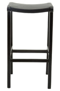 Kendari Black Leather & Teak Barstool