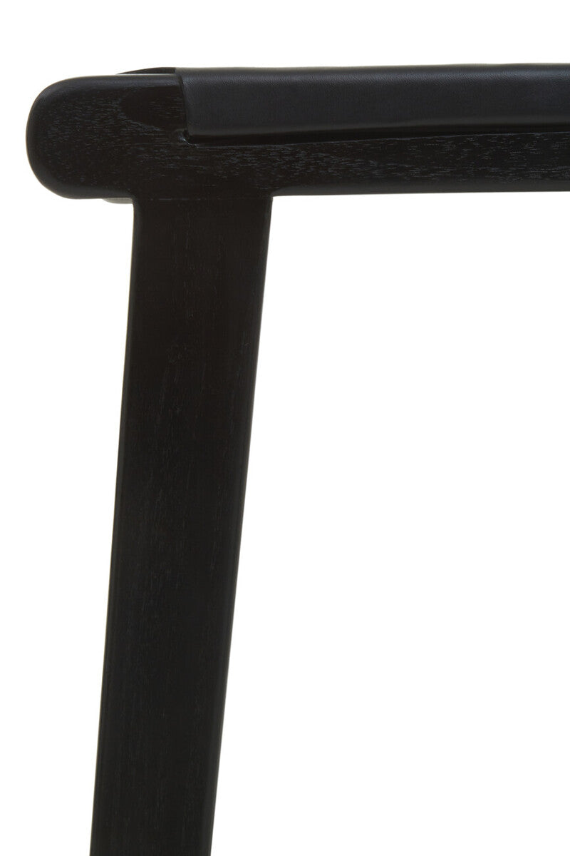 Kendari Black Leather & Teak Barstool