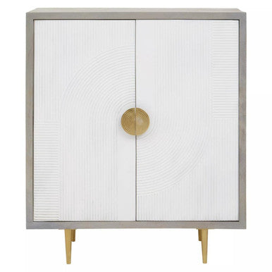 Sareel Two Door Mango Wood Grey Contemporary Cabinet