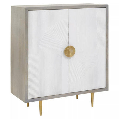 Sareel Two Door Mango Wood Grey Contemporary Cabinet