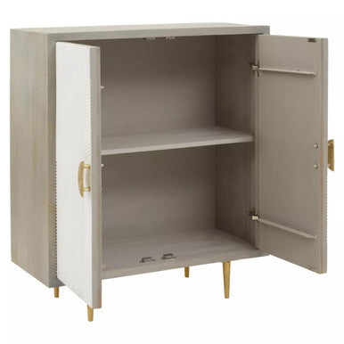 Sareel Two Door Mango Wood Grey Contemporary Cabinet