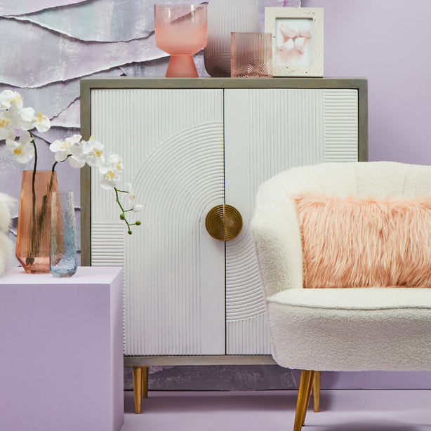 Sareel Two Door Mango Wood Grey Contemporary Cabinet