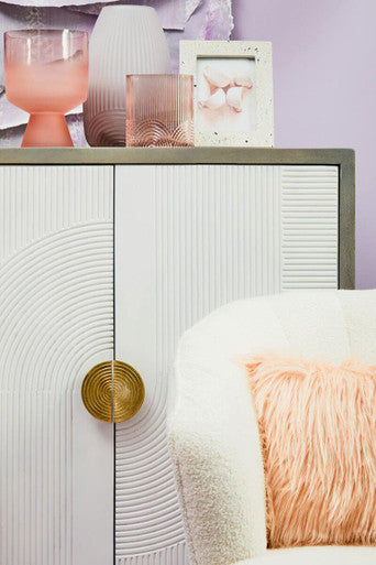 Sareel Two Door Mango Wood Grey Contemporary Cabinet