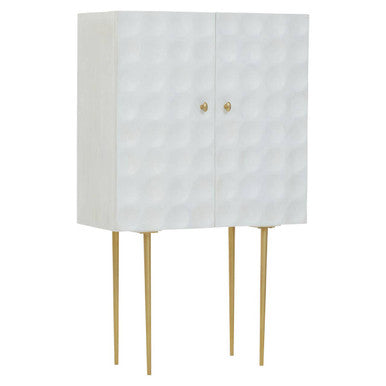 Satara Two Door Mango Wood Antique Brass Art Deco Cabinet