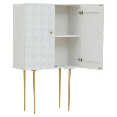 Satara Two Door Mango Wood Antique Brass Art Deco Cabinet
