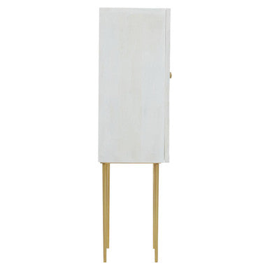 Satara Two Door Mango Wood Antique Brass Art Deco Cabinet