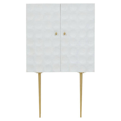 Satara Two Door Mango Wood Antique Brass Art Deco Cabinet