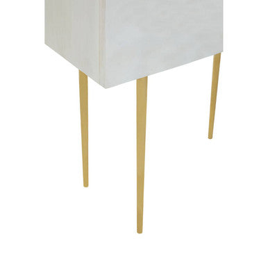 Satara Two Door Mango Wood Antique Brass Art Deco Cabinet