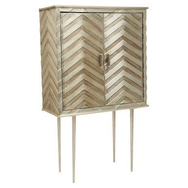 Sirsa Two Door Mango Wood Gold Contemporary Cabinet