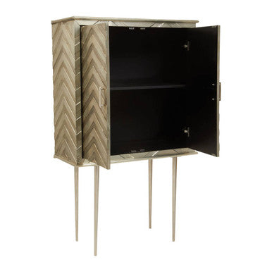 Sirsa Two Door Mango Wood Gold Contemporary Cabinet
